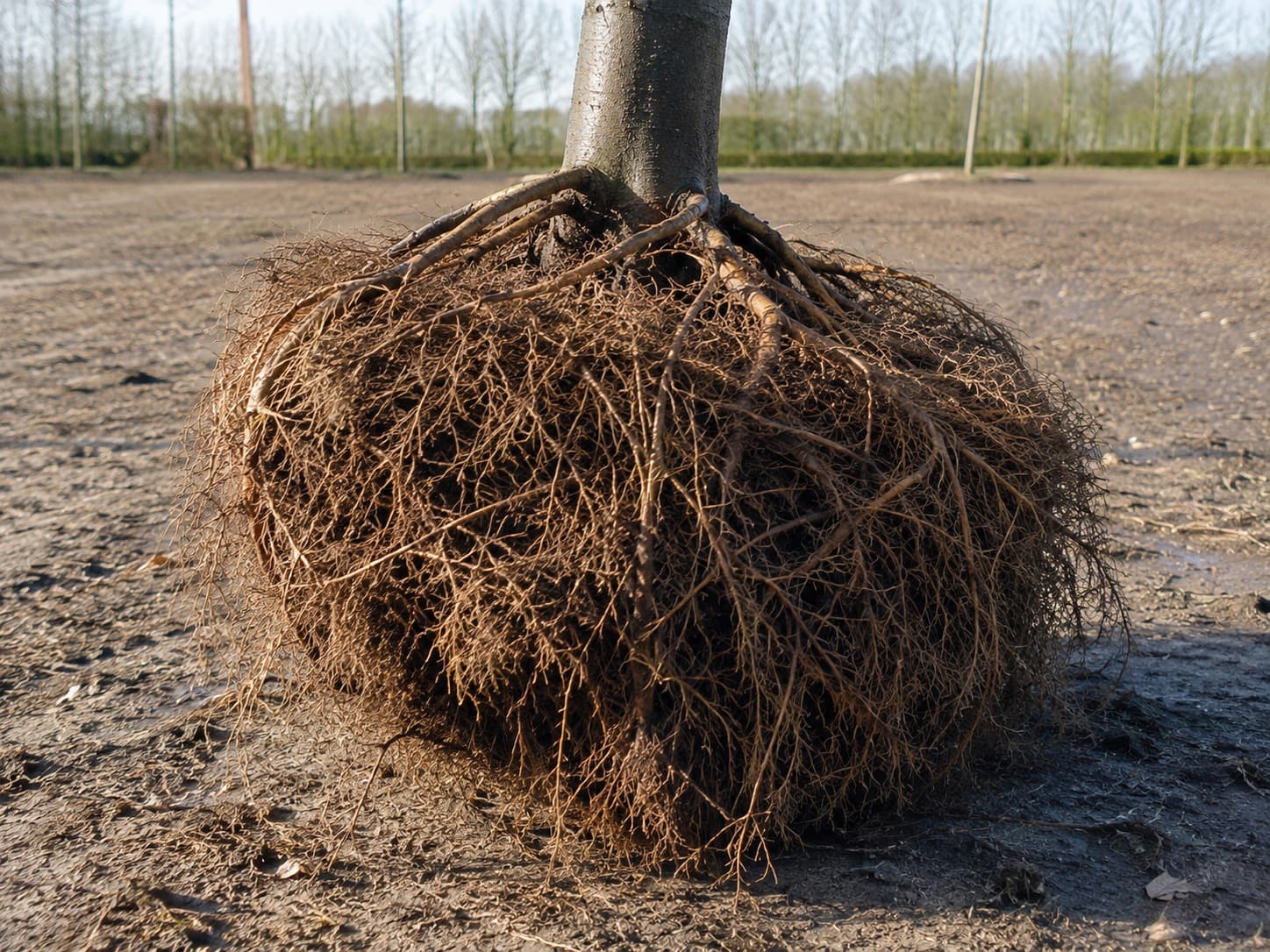 Wortelkluit van een boom, beoordeeld op vitaliteit en opbouw van de beworteling